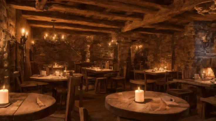 (masterpiece:1.2), (best quality,:1.2), 8k, HDR, ultra detailed, ((photorealistic)), perfect anatomy, professional light, cinematic lighting, fashion photography, ambient lighting, <lora:detail_slider_v4:2.5>, a medieval tavern, long tables, chairs, candles, smoke in the air, fireplace, stairs leading up, shields on the wall, ((perfect hands)), perfect faces, FanTav, <lora:FantasyTavern-10:0.7>, epiCPhoto
