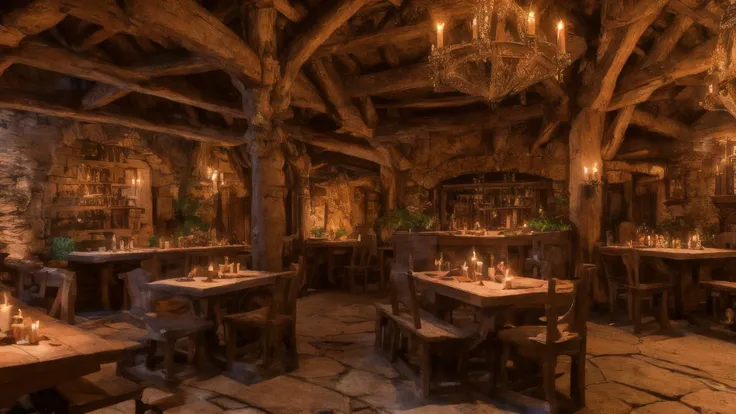(masterpiece:1.2), (best quality,:1.2), 8k, HDR, ultra detailed, ((photorealistic)), perfect anatomy, professional light, cinematic lighting, fashion photography, ambient lighting, <lora:detail_slider_v4:2.5>, a medieval tavern, long tables, chairs, candles, smoke in the air, fireplace, stairs leading up, shields on the wall, ((perfect hands)), perfect faces, FanTav, <lora:FantasyTavern-10:0.7>, epiCPhoto