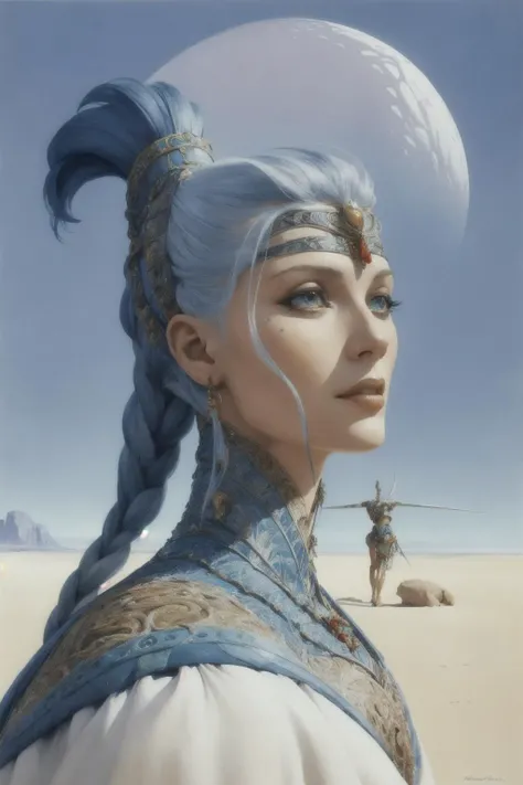 portrait of a gorgeous female warrior, 
 Roger Dean	, methurlant
fantasy, dnd
(masterpiece, best quality:1.3),
<lora:methurlant:1> <lora:epiNoiseoffset_v2:1>