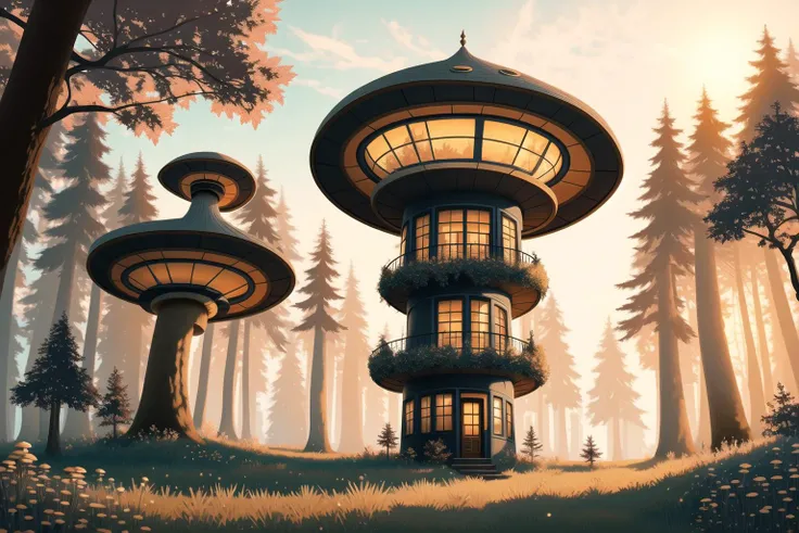 (Vector image:1.3) of (Award-winning photograph), (one hobbithouse in the middle of the ((psychedelic mushroom forest))), colorful, (Low-angle perspective), (natural lighting), (Wide-angle lens capturing vibrant scenery), hidden objects games, video game concept art, (8K Unity wallpaper), fine details, award-winning image, highly detailed, 16k, cinematic perspective, ((video game environment concept art style)), pretty colors, cinematic environment,(Flat style:1.3), Illustration, Behance