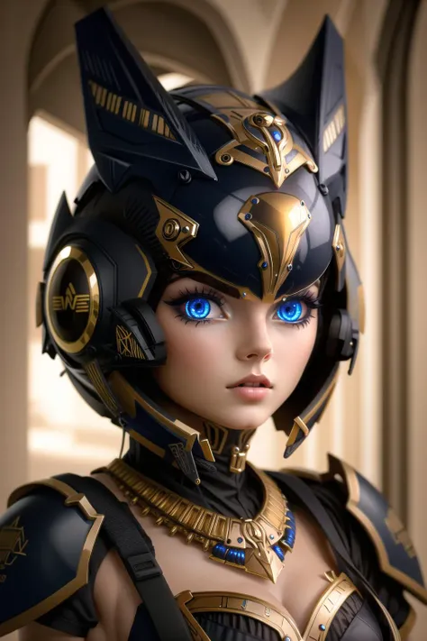 ankha, female, closeup cyberhelmet with beautiful eyes, ornately detailed, (8K Unity wallpaper), fine details, award-winning image, highly detailed, 16k <lora:cyberhelmetWearable_v07:0.7> <lora:ankhaAnimalCrossing_v1:0.5>