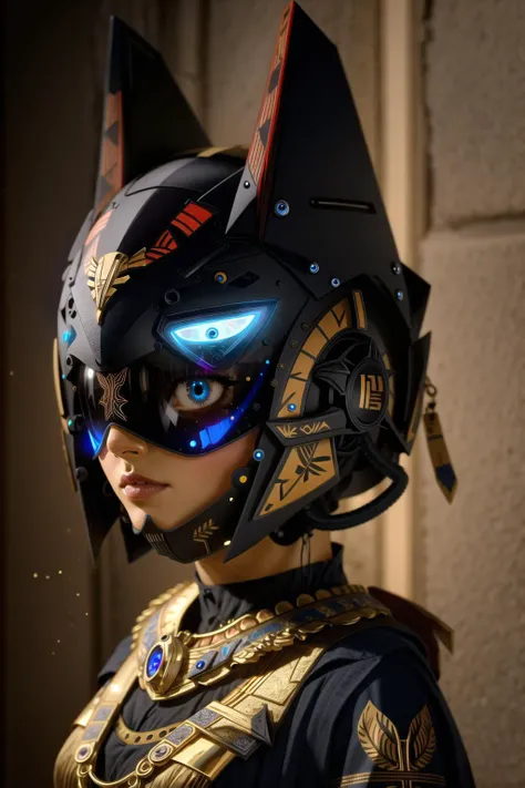 ankha, female, closeup cyberhelmet with beautiful eyes, ornately detailed, (8K Unity wallpaper), fine details, award-winning image, highly detailed, 16k <lora:cyberhelmetWearable_v07:0.7> <lora:ankhaAnimalCrossing_v1:0.5>