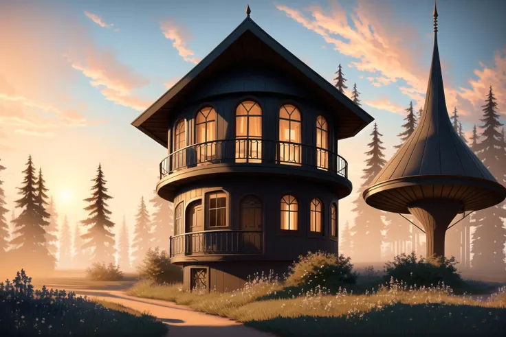 (Vector image:1.3) of (Award-winning photograph), (one hobbithouse in the middle of the psychedelic mushroom forest), (Low-angle perspective), (natural lighting), (Wide-angle lens capturing vibrant scenery), hidden objects games, video game concept art, (8K Unity wallpaper), fine details, award-winning image, highly detailed, 16k, cinematic perspective, ((video game environment concept art style)), pretty colors, cinematic environment,(Flat style:1.3), Illustration, Behance