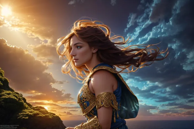masterpiece, epic, majestic, best quality, very high resolution, 8k, hdr, digital photography, dynamic pose, realistic, photorealistic, dynamic Medium Wide Shot, (a female Thessalian explorer), (a amphibious draught simian Robin Egg Blue Basset Fauve de Bretagne:1.0), The Island of Sorcery - A remote island that is said to be a place of great power and mystery. The island is home to powerful witches and sorcerers who have devoted their lives to the study of magic. The island is said to be surrounded by a powerful barrier that keeps out those who are unworthy of entering., iridescent, transparent, translucid, (reflection:0.5), (refraction:0.5), (diffraction:0.6), (caustics:0.6), volumetric lights, volumetric shadows, (subsurface scatering:0.7), physically based rendering, (extremely detailed:1.2), (extremely fine and beautiful:1.2), partially backlit, (sunrise lighting and nearby supplemental lighting from out of frame:1.2), (realistic lighting:1.4), (dynamic colors from lighting:1.4), secondary lights coming from the side or the front of the subject, (intricate details:1.3), hyperdetailed, ultrarealistic, (sharp focus:1.2), sfw