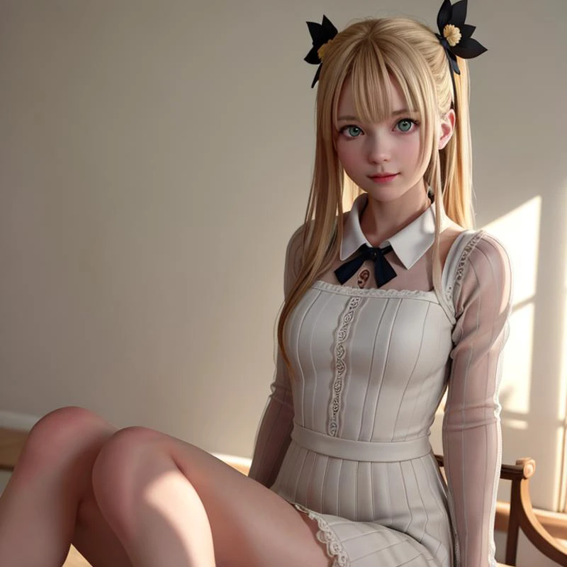 1 girl,collared dress,cute,(tareme:0.4),yellow eyes,(blush:0.6), (solo),detailed face,marie rose,(8k, RAW photo, best quality), (realistic, photo-realistic),
bedroom,evening, soft lighting,natural shadow, photon mapping, radiosity, physically-based rendering,loving viewer ,(ulzzang-6500:0.42),(pureerosface:0.42),
<lora:Mara64:0.85>