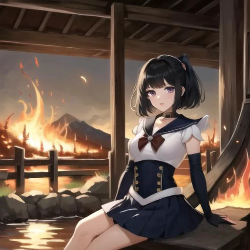 realistic, photo-realistic, award winning masterpiece with incredible details, epic stunning, masterpiece, best quality,
tiara, sailor senshi uniform, purple sailor collar, pleated skirt, elbow gloves, jewelry, brooch, choker,short black hair,purple eyes,18 years old, adapted costume
1girl, dslayer, a man in a green and brown armor, the only thing they fear is you, rip and tear until it is done, he is doom, the slayer's time is now, posing for a picture, (sexy_scifi, woman in a silver space costume, wearing sexy_scifi, posing for a picture:0.75),thisisfine, staying positive, surrounded by flames, fire, sitting, smoke
sitting in watert, in water, in onsen, japan temple, torii, outdoors, sunset, plants, japan buildings,photographer, foreground, camera, <lyco:Cyber_Armor:0.85> , <lora:thisisfineV3:0.4> <lora:sailormoon_sailorsaturn-10:0.7>