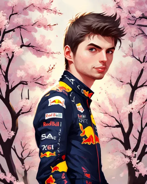 CuteCartoonAF, Cute Cartoon of mxvrs, wearing redbull racing suit, <lora:CuteCartoonRedmond-CuteCartoon-CuteCartoonAF:1> <lora:Max SDXL v2.1:1>, EPIrezumiWorld, cherry blossoms, tattoo, irezumi, <lora:xl_more_art-full_v1:1>