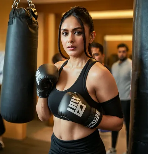 cinematic still cinematic film still closeup of (((mrunhwx woman))) is at a crowded local gym punching a punching bag, gray and black spandex,serious,sweaty,padded gloves, shallow depth of field,vignette,highly detailed, high budget,bokeh,cinemascope,moody,epic,gorgeous,film grain,grainy . emotional, harmonious, vignette, 4k epic detailed, shot on kodak, 35mm photo, sharp focus, high budget, cinemascope, moody, epic, gorgeous, film grain, grainy, cinematic film still closeup of (((mrunhwx woman))) is at a crowded local gym punching a punching bag, gray and black spandex,serious,sweaty,padded gloves, shallow depth of field,vignette,highly detailed, high budget,bokeh,cinemascope,moody,epic,gorgeous,film grain,grainy, vivid, very intricate, naive, sharp focus, cinematic, enhanced quality, extremely inspired, fine detail, highly tailored, color spread, superior, epic composition, artistic, great light, clear expressive atmosphere, vibrant colors, aesthetic,, whole focused, elegant, creative, positive, healing, pure, coherent, beautiful, attractive