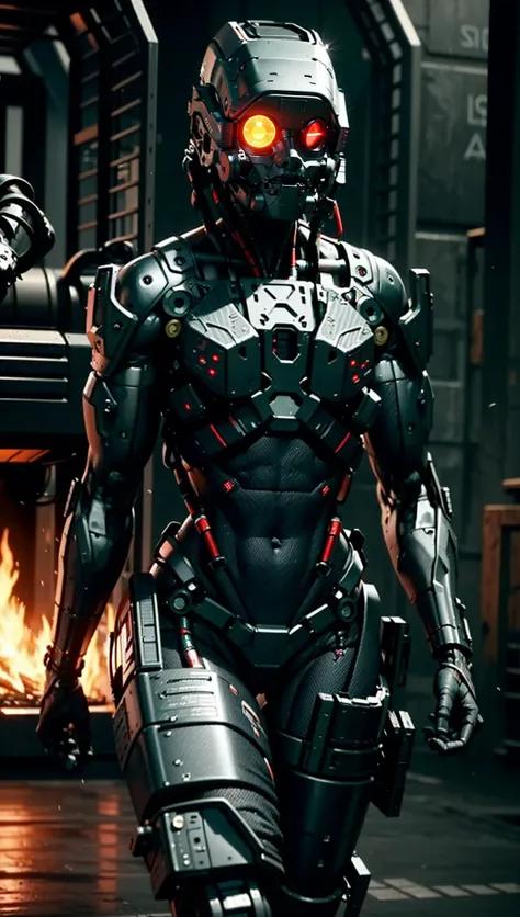 AB_robot,elysium,anatomically perfect (woman:1.2),carbon fiber,tactical, black metal, wiring,glowing eyes,artificial muscle,exposed machinery,LED lights,<lora:GR-NAI-128-64:0.8>