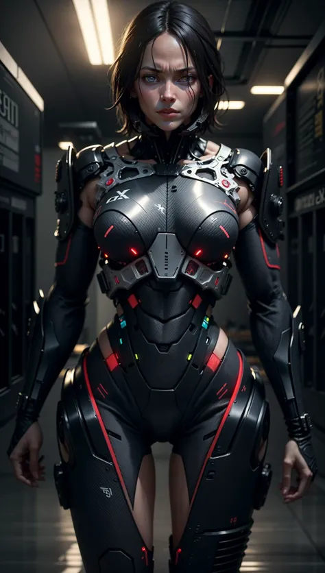 robot,anatomically perfect woman,carbon fiber,tactical, black metal, wiring,glowing eyes,artificial muscle,exposed machinery,LED lights,<lora:GR-NAI-128-64:0.9>