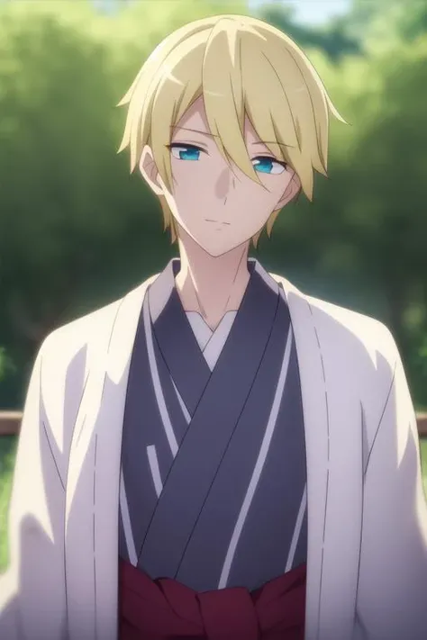 masterpiece, best quality, high quality, 1boy, solo, male focus, looking at viewer, upper body, depth of field, <lora:geordo_stuart:0.76>, geordo_stuart, , yukata