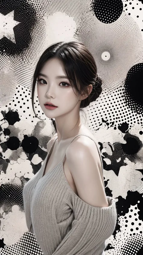 masterpiece,high quality,<lora:AComics:1> AComics,BBG,1girl,black and white background  <lora:koreanDollLikeness:0.3> <lora:ChineseDollLikenessV3.0:0.3>