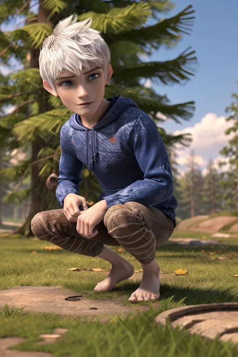 <lora:Jack_Frost_10:0.7>
beautiful, masterpiece, simple background, best quality, detailled image, colorfull, vibrant colors,
1boy, Jack_Frost, solo, white hair, short hair, blue eyes, Shock,
skindentation, detailed face, male focus, perfect eyes, full body,
outdoors, nature, sitting on the grass, Autumn, leaves, windy, cool,
realistic, 3d, Cartoon,
