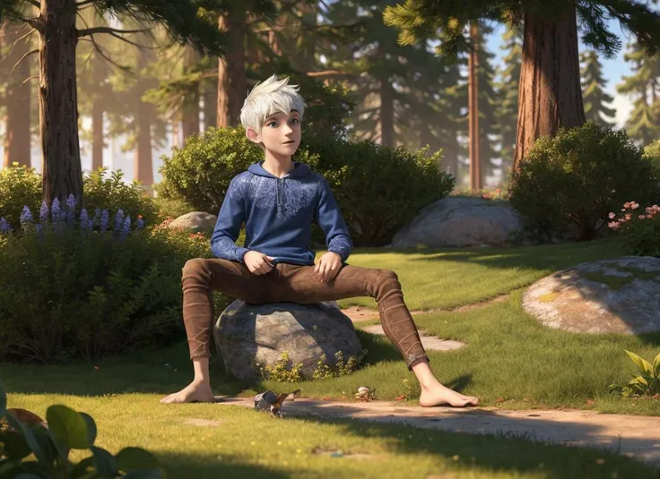 <lora:Jack_Frost_07:0.6>
masterpiece, best quality, BREAK,
1boy, Jack_Frost, solo, white hair, short hair, blue eyes, full body, 
skindentation, (detailed face:1.3),
BREAK, Day, warm sunlight, atmosphere, (flying in the sky:1.2),
bushes, green theme, moss, mushrooms, nature, sitting, 2d illustration,
Cartoon, cel shading, PIXAR,