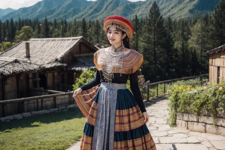 1girl, a stunning photo with beautiful saturation, ultra high res,(realistic:1.4)),deep shadow,(best quality, masterpiece), pale skin, dimly lit, shade, flustered, blush, highly detailed, ((full body)), skinny, BREAK depth of field, film grain, wrinkled skin, looking at viewer, knee, warm smile, (((Terraces background))),
((yellow <lora:hmong-000004:0.7>)), (masterpiece,best quality:1.5)