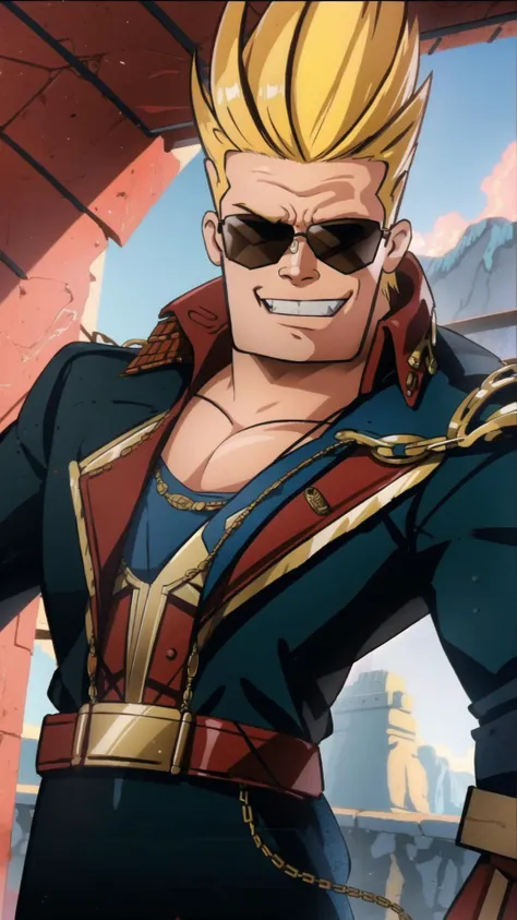 <lora:johnny_bravo_v1:0.6> (johnny bravo, sunglasses:1.15), mega-pompadour, smile, muscular male, boots, BREAK, <hypernet:commissar_v10:1> warhammer 40k commissar, military uniform, black and red coat, bolter, <lora:more_details:0.3> BREAK, flexing, flexing muscles, masterpiece, best quality, extremely detailed, highly quality, 4k, sharp focus, professional, sharp focus, award winning, cinematic lighting, octane render, unreal engine, volumetrics dtx, Wallpaper,