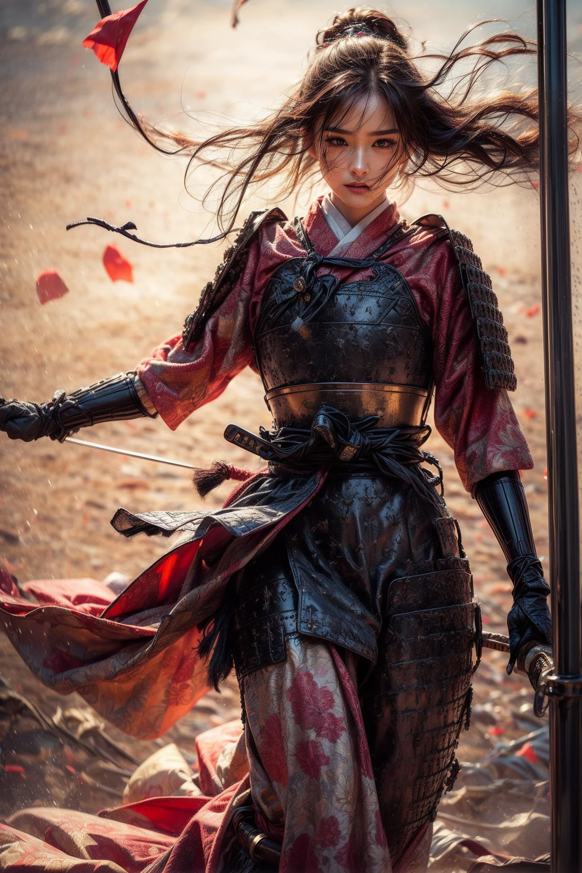 (8k), (best quality), (masterpiece:1.2), (realistic), (photorealistic:1.37), (intricate details), (HDR), (intricate details), (hyper detailed), (natural skin texture), (hyperrealism), (soft light), (sharp), (octane render), (detailed background), (35mm photography),crepuscular rays,front soft spot light,((Hasselblad photography)),
1girl, solo, meccog, full view shot, (full body:1.1),((medium hair floating:1.8)), brown hair, beautiful face, beautiful eyes, depth of field, motion lines, (medium breasts:1.5), (nose blush),(smile:0.5),white teeth, ((perfect female body, narrow waist)),
Beautiful 18 yo girl, (perfect body:1.2), slim long leg, sex, nsfw,
blushed face, ((detailed outfit)), outdoors, naughty face, (realistic:1.0), detailed skin texture, detailed cloth texture, intricate details,
<lora:more_details:1> <lora:Samurai_20240302035502:1>