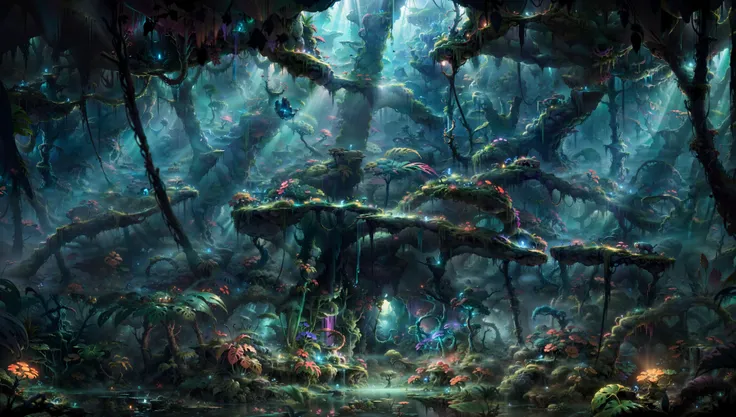 (Vibrant, Saturated colors), (volumetric lighting:1.2, ambient occlusion:1.4, global illumination:1.2), (Subsurface scattering) (Jungle:1.6), (16k vector art) (crisp vector art), (beautifully color-graded) cinematic , ue5, Looking out of a cave, (Cave opening centered in picture:1.4), (natural cavern, rocks:1.3), ,(masterpiece, best quality, high quality, highres), rainforest, vivid colors, cinematic lighting, blue mist with Volume rendering, <lora:S1-Ori-ArtStyle_DreamLike-000008:1>, epic perspective,(vegetation overgrowth:1.3), (tropical forest:1.2), style by Alex Horley Wenjun Lin greg rutkowski Ruan Jia (Wayne Barlowe:1.2)