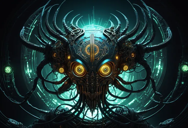 solarpunk of biomechanical being- harmoniously blend mechanical and organic elements, adorned with glowing circuitry , nano-technician,DonM3v1lM4dn355XL <lora:myLora\DonM3v1lM4dn355XL-v1.1-000012>,
