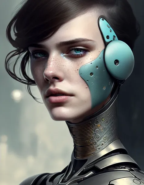 a stunning ultra detailed fantasy fine art photo of a robot from ex machina movie engaging in drawing a human face a wall, by tom bagshaw, wlop and artgerm, wide angle, deep depth of field, cyberpunk, artstation, 8 k, kkw-skin-det