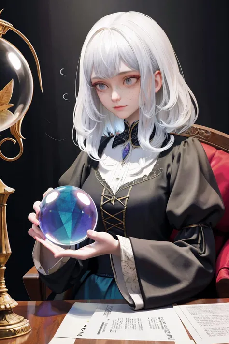 a beautiful and mysterious witch gazing into her crystal ball. overalldetail-detail_++_-_overall_detail . kkw-skin-det-all_checkpoint_skin_detail_-_skin_detail_v1.0, intricate details, highly detailed. <lora:hipoly_3dcg_v7-epoch:0.7>