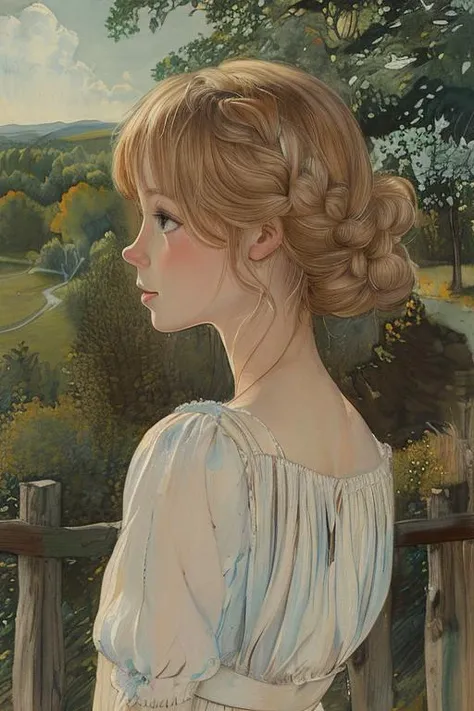 masterpiece,best quality,<lora:tbh142-:1>,portrait of idolmaster cinderella girls,illustration,style of Elsa Beskow,