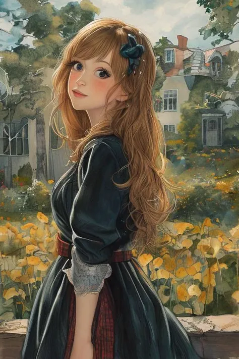 masterpiece,best quality,<lora:tbh142-:1>,portrait of idolmaster cinderella girls,illustration,style of Elsa Beskow,