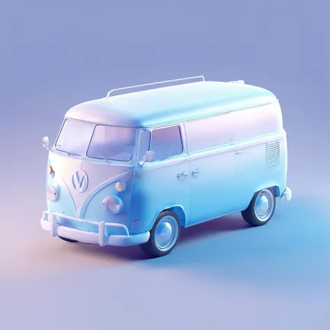 Van icon,msstyle,many details,octane render,transparent glass texture,frosted glass