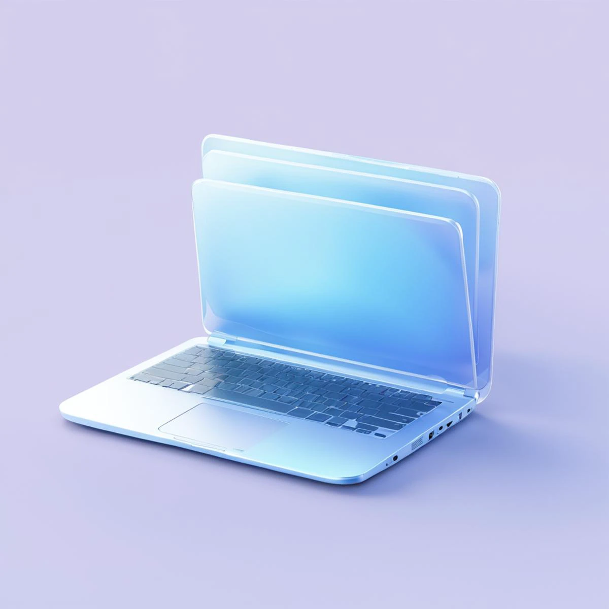 Laptops icon,msstyle,many details,octane render,transparent glass texture,frosted glass