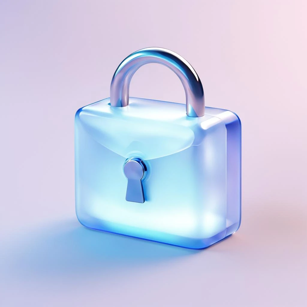 Lock icon,msstyle,many details,octane render,transparent glass texture,frosted glass