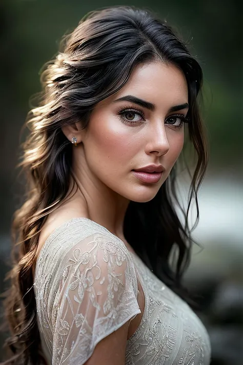 beautiful woman (Yasm1n3S4br1:.99), beautiful hair, ((portrait)), (closeup:1.2), ((from the waist up)), (( fantastic scenery, stream, rain :1.2)) , natural skin texture, (( Convertible Dress :1.2)), 24mm, 4k textures, soft cinematic light, adobe lightroom, photolab, hdr, intricate, elegant, highly detailed, sharp focus, ((((cinematic look)))), soothing tones, insane details, intricate details, hyperdetailed, low contrast, soft cinematic light, exposure blend, hdr, faded, now, ("I've got a bad feeling about this.":1.1)