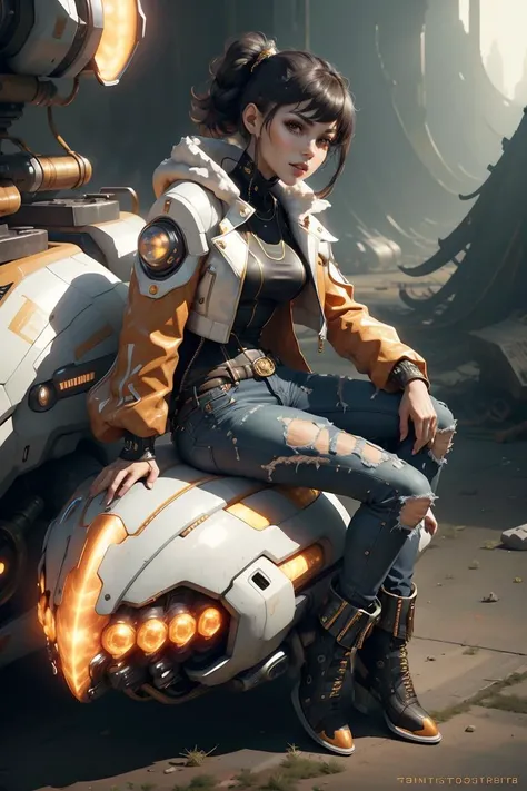 PurifierAI, a beautiful portrait of 1 girl, Sleeveless biker jacket, jeans, high-top boots, leans against a hover vehicle, arms crossed, ((futurism)), dream-like,
best quality, masterpiece, intricate details, (photo realistic:1.4), <lora:ProtossBundle:1>