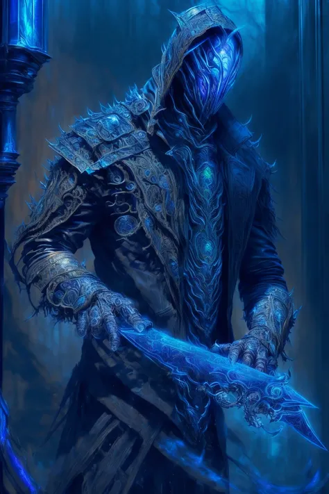 <(masterpiece, realistic:1.3), (extremely intricate:1.2, (better quality:1:1)> a man in a hoodedie with a knife in his hand, gothic art, arch mage, crisp clear rpg portrait, black gears, beautiful boy necromancer, transparent backround, the shrike, masked face <lora:Moommst-03:1> <lora:ProtossBundle:1> NerazimAI