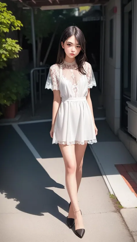 ((((ultra illustrated style:1.0)))),best quality,best animated,masterpiece,ray tracing, global illumination, lace,1girl,solo,standing, looking at viewer, outdoors,full body,  <lora:lace:1>