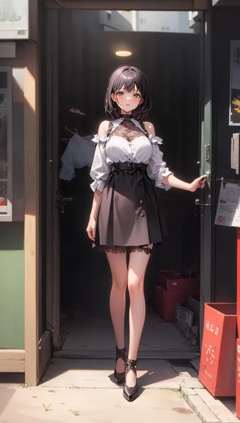 ((((ultra illustrated style:1.0)))),best quality,best animated,masterpiece,ray tracing, global illumination, lace,1girl,solo,standing, looking at viewer, outdoors,full body,  <lora:lace:0.7>