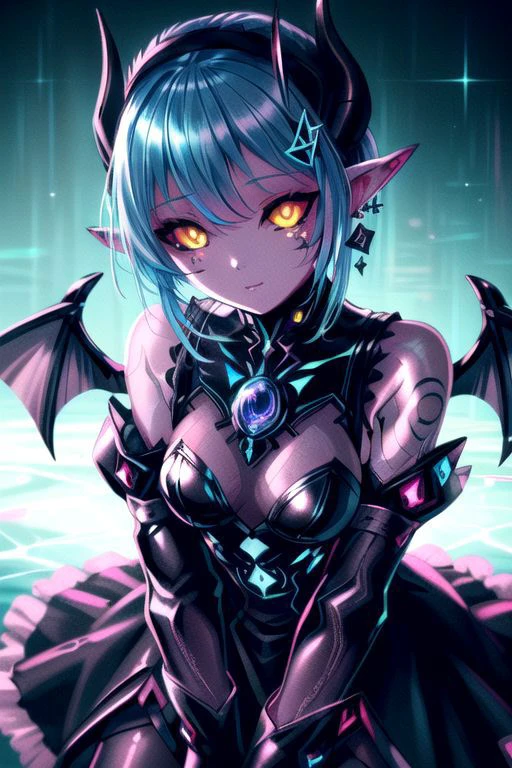 CorruptA, CorruptA, TronFashion, professional image of a cute young woman, (frilly elegant glossy dark holographic dress, moon brooch, moon earrings, moon accessories:1.2),
(blue water dragon horns, blue water dragon tail:1.1), (short hair, side ponytail, hair above cheeks, light blue hair with light pink hairtips, gradient hair, multicolored hair:1.2), red eyes, (small breasts, cute face, innocent, shy, pointy ears:1.1), (sparkles, sparkling clothes, sparkles near eyes:1.1),
(intricate aquatic background, underwater, ocean, small fishes, surrounded by exotic fish),
(pubic tattoo, symbol-shaped pupils, corruption, mind control:1.3),
(black sclera, colored sclera, colored skin, yellow eyes, demon wings, demon horns, slit pupils:1.4),
(absurdres, incredibly absurdres, huge filesize, extremely detailed, High quality texture, physically-based rendering, Ray tracing, octane render, sharp focus, (8k), (4k), (Masterpiece), (Best Quality), extremely detailed, intricate, hyper detailed, illustration, soft lighting, high resolution, sharp detail,)