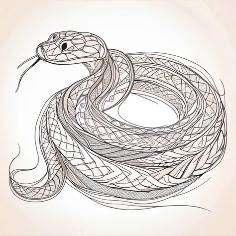 snake pastel, continuous line drawing, line art black white, continuous line drawing