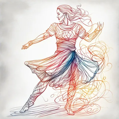 allet dancer (double exposure), dynamic, (vibrant, intricate, CGI:1.3), coloured igneous rocks, incandescent palette, realistic 3d grunge crayons, charcoal ballpoint montage sketch, plain background, continuous line drawing, darkest dungeon style, continuous line drawing