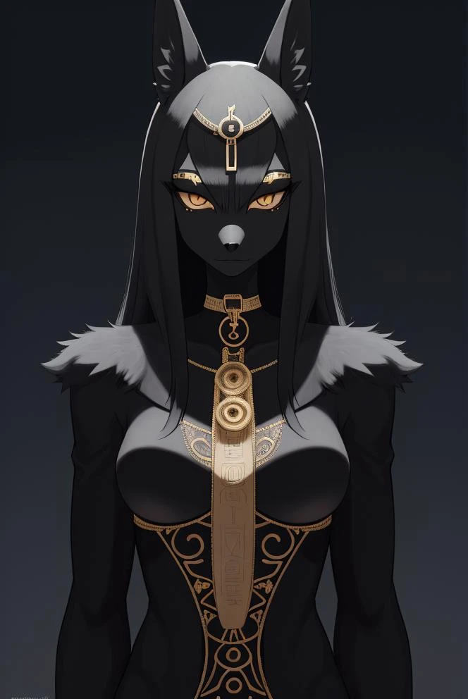 snout, black fur,(woman:0.5), Anubis, intricate, elegant,