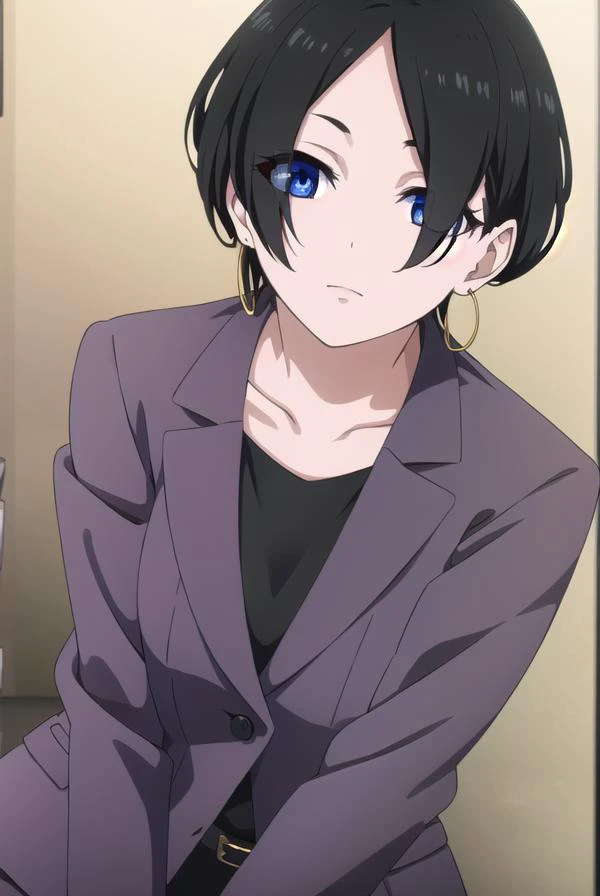 yukaokitsu, <lora:yuka okitsu s1-lora-nochekaiser:1>,
yuka okitsu, short hair, black hair, (hair over one eye:1.5), blue eyes,
BREAK jewelry, jacket, earrings, belt, pants, black footwear, high heels, formal, suit, pant suit,
BREAK indoors, office,
BREAK looking at viewer, dynamic pose,
BREAK <lyco:GoodHands-beta2:1>, (masterpiece:1.2), best quality, high resolution, unity 8k wallpaper, (illustration:0.8), (beautiful detailed eyes:1.6), extremely detailed face, perfect lighting, extremely detailed CG, (perfect hands, perfect anatomy),