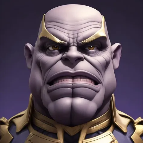 Thanos, big head, big eyes, caricature, a caricature, digital rendering, (figurativism:0.8)