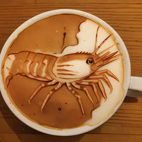 score_9, score_7_up BREAK LatteArt, latte art, cup, coffee, food focus, mug, still life,monochrome, greyscale, lineart, <lora:LatteArt_XLPD:1.3> <lora:pony_shrimp:0.8> shrimp