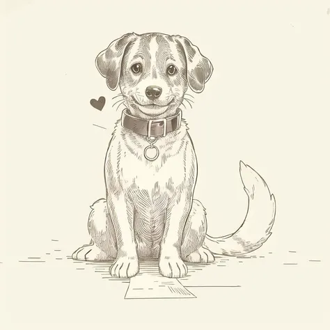 (masterpiece, best quality:1.1), (sketch:1.1), paper, no humans, (a dog:1.05), tail, collar, big eyes, cute, puppy
