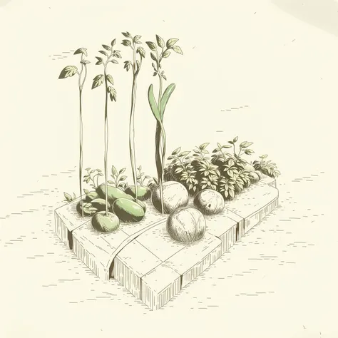 (masterpiece, best quality:1.2), (sketch:1.1), paper, no humans, a green bean, green, long, slender, vegetable, garden, stringy