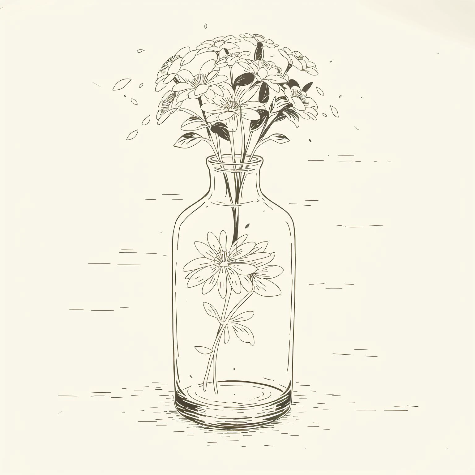 (masterpiece, best quality:1.2), (sketch:1.1), paper, no humans, a vase with fragrant flowers, vibrant colors, fresh, lively, aromatic, decorative