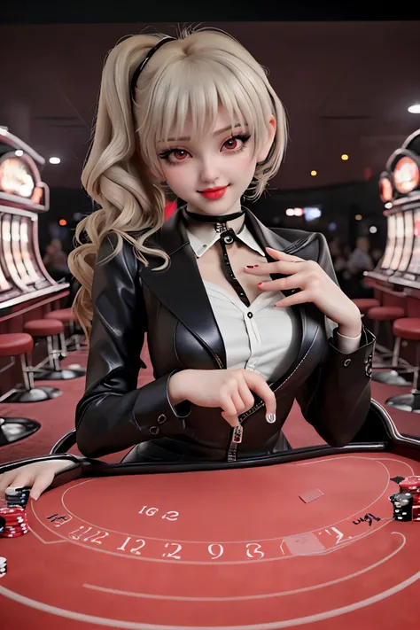 (shot from a Dutch angle, headshot:1.2) photo of <lora:ElinaKarimova_v3:0.9> ElinaKarimova wearing cat eye makeup and lipstick,
smiling,
she is wearing Budget sarashi,
she is wearing zipper,
her hair is styled as center-parted hair,
BREAK she is (playing blackjack at a casino:1.1),
cinematic lighting,
shot on Bolex H16
,(infrared filter:1.4),
in the style of August Sander