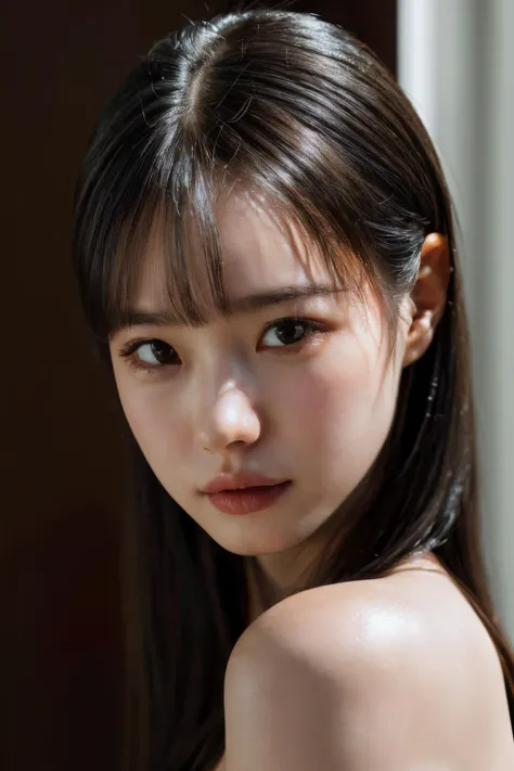 (masterpiece, best quality, beautiful quality, photorealistic, detailed lighting, extremely detailed skin, extremely detailed hair, shadows, 8k, a picture of a woman, forehead, upper body, 1girl, fcPortrait:1.2), <lora:add_detail:1>, <lora:ichikajp-15:1>, Ichikajp