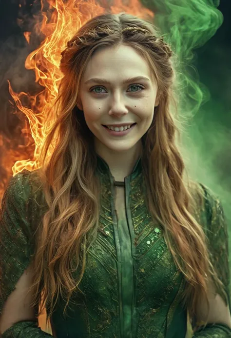 highly detailed fantasy head and shoulder portrait of (ohwx woman),<lora:olsen_lora_sdxl_v1:1>,powerful witch,levitating above the ground,emitting a semitransparent red energy from whole body,wearing a green and brown dress,both hands conjuring fire pointed towards viewer,looking at viewer,hyperdetailed photography,4k textures,symmetrical face,evil smile,detailed skin,perfect skin,perfect eyes,perfect teeth,super high resolution photo,8k resolution,