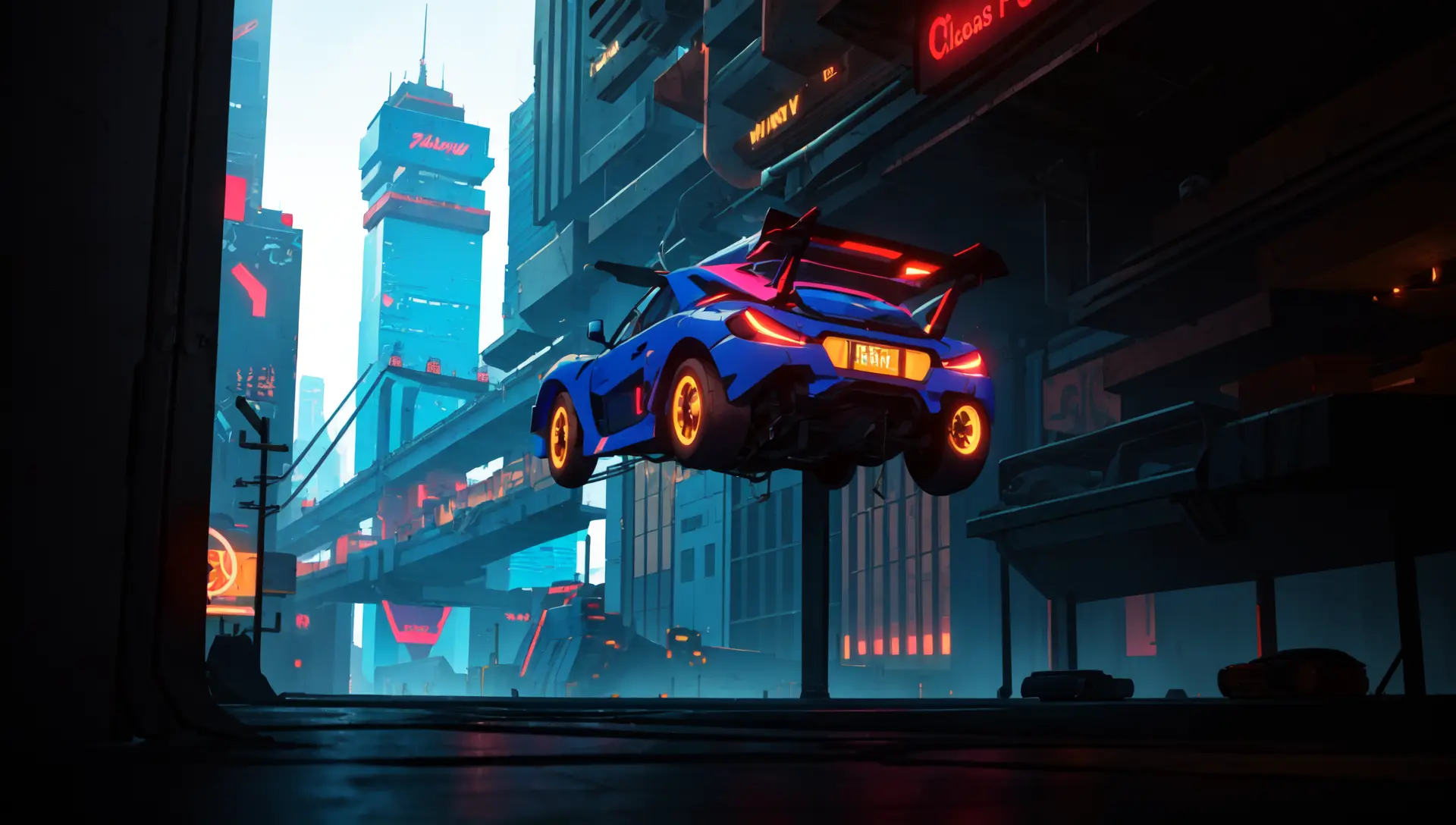 (masterpiece, best quality:1.4), cinematic light, colorful, high contrast, cyberpunk, neon, city, (day:1.2), sky, sunlight, (tower:1.2), blue theme, science fiction, flying cars,