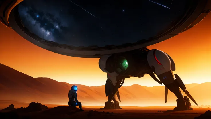 (masterpiece, best quality:1.4), cinematic light, colorful, high contrast, science fiction, alien, space, alternate universe, on another planet near a dark hole